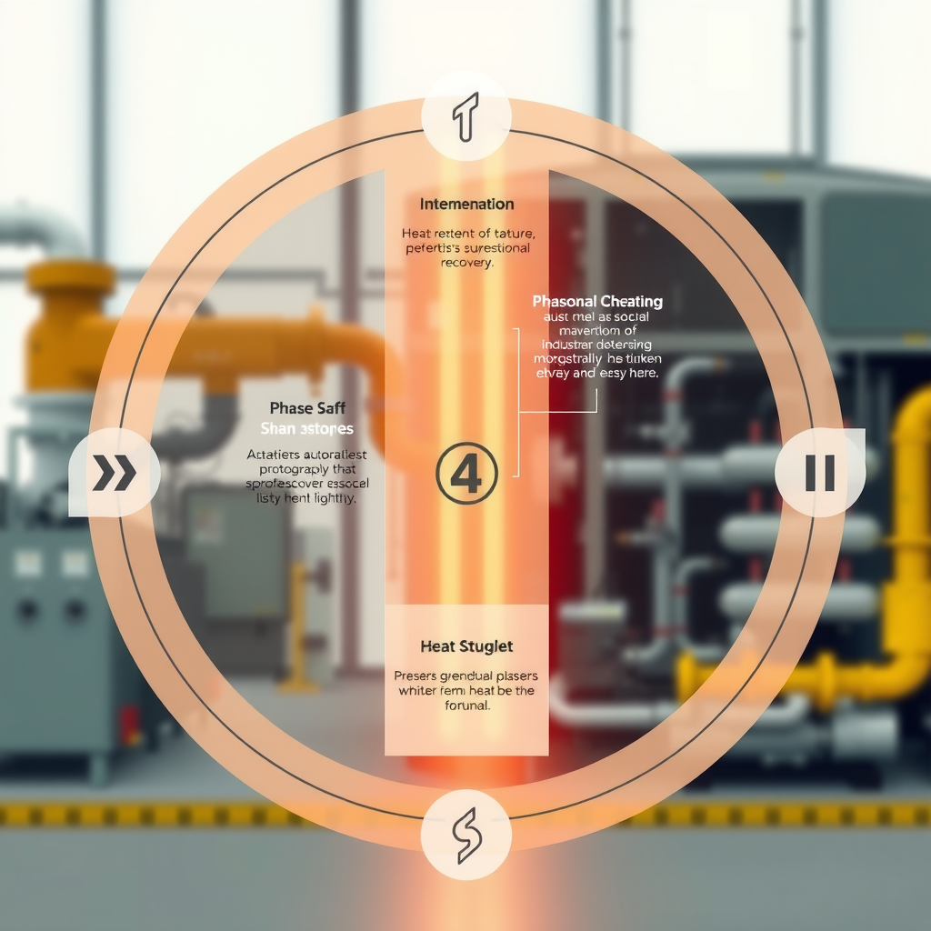 Диаграмма поэтапного внедрения системы рекуперации тепла на промышленном объекте с указанием ключевых этапов