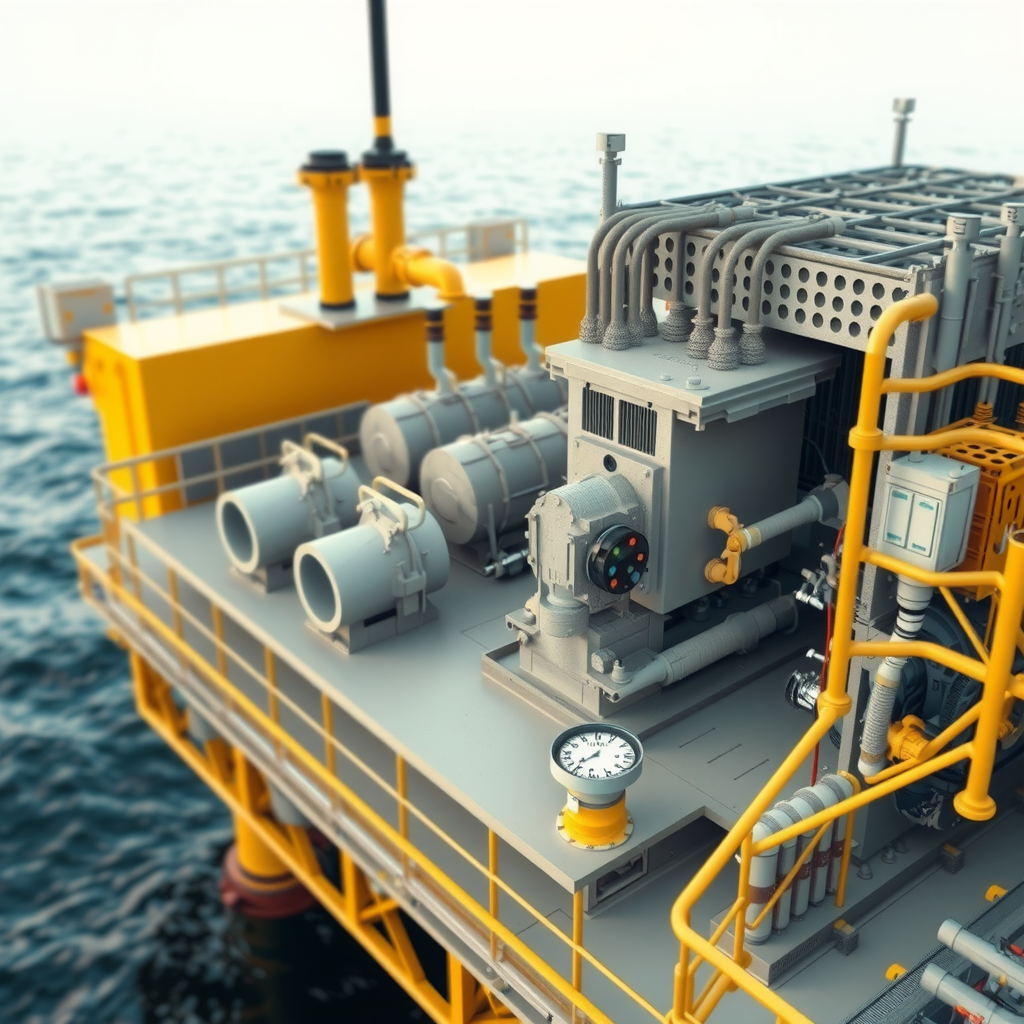 Офшорная подстанция с трансформаторами, распределительным оборудованием и подводными кабельными соединениями