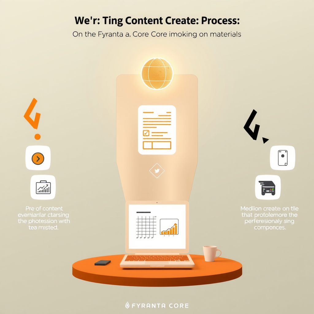 Инфографика процесса создания контента на платформе Fyranta Core с четырьмя этапами работы над материалами